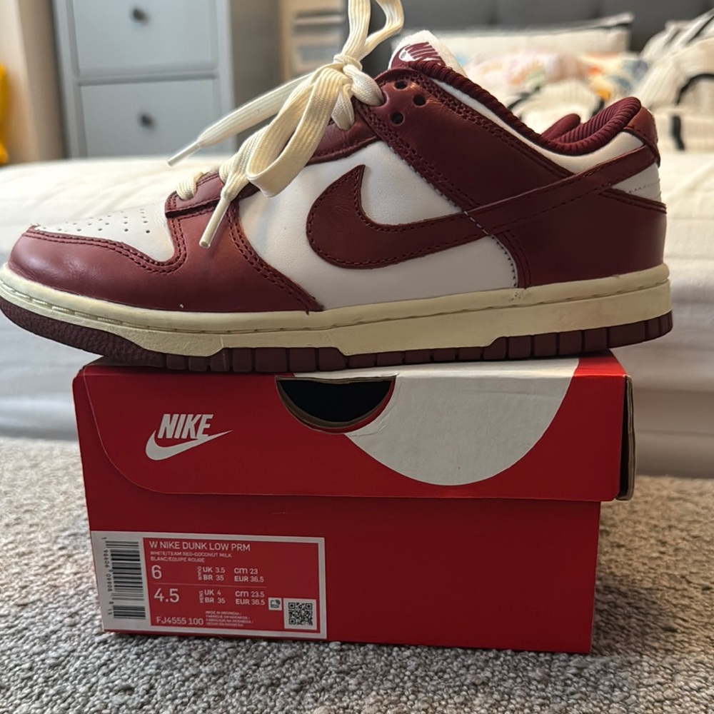 Nike Dunk Womens Low PRM Sneakers - Red and Coconut Milk